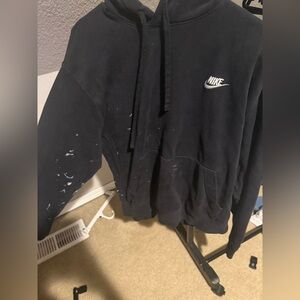 Nike Black Paint Splattered Hoodie with Logo
